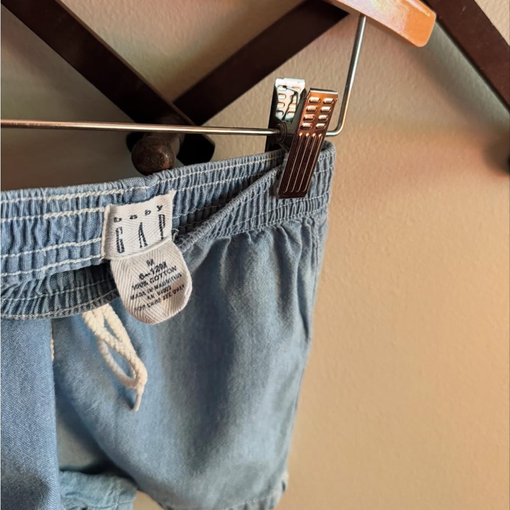 Vintage Baby Gap Chambray Pull On Shorts - Picture 3 of 3